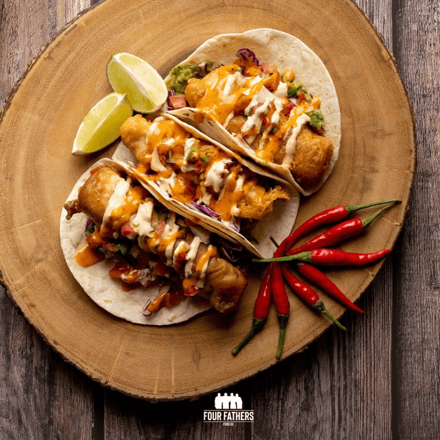 SPICY FISH TACOS WITH CUMIN LIME SLAW - fourfathersfoodco